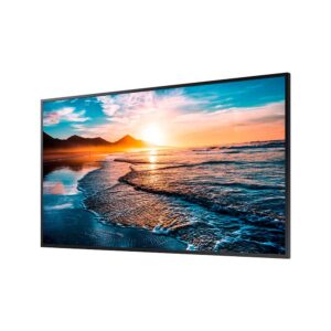 Samsung QH43R Pantalla Señalización 43" 4K 700 nits IP5X 24/7 – vista lateral | digital signage