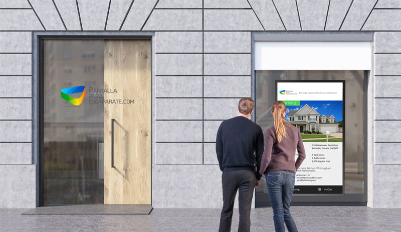 Pantalla para escaparate para inmobiliarias
