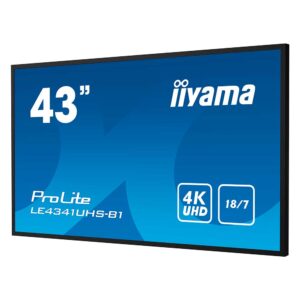 Monitor Profesional iiyama LE4341UHS-B1 43" 4K UHD | Pantalla Digital Signage Escaparate 18/7 Reproducción USB – vista lat...