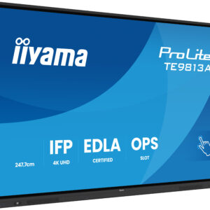 Pantalla Interactiva iiyama ProLite 98" TE9813A-B1AG 4K UHD Android 14 Google EDLA – detalle técnico | digital signage