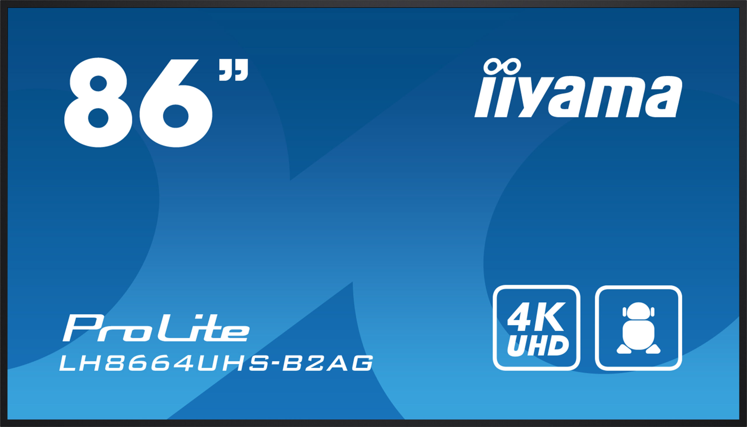 Monitor Profesional iiyama 86" LH8664UHS-B2AG 4K UHD Android 24/7 para señalización digital – vista lateral | monitor digi...