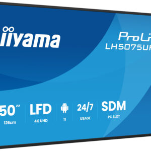 Monitor Táctil Profesional iiyama LH5075UHS-B2 50" 4K UHD Android 11 24/7 | Pantalla Interactiva Digital Signage – detalle...