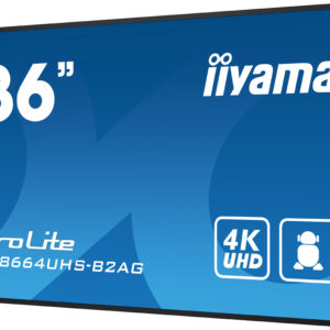 Monitor Profesional iiyama 86" LH8664UHS-B2AG 4K UHD Android 24/7 para señalización digital – detalle técnico | monitor di...