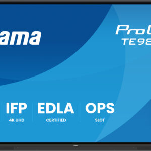 Pantalla Interactiva iiyama ProLite 98" TE9813A-B1AG 4K UHD Android 14 Google EDLA – vista lateral | digital signage