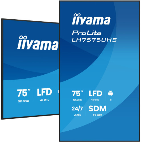 iiyama ProLite LH7575UHS 75" 4K UHD 500 nits Android 24/7