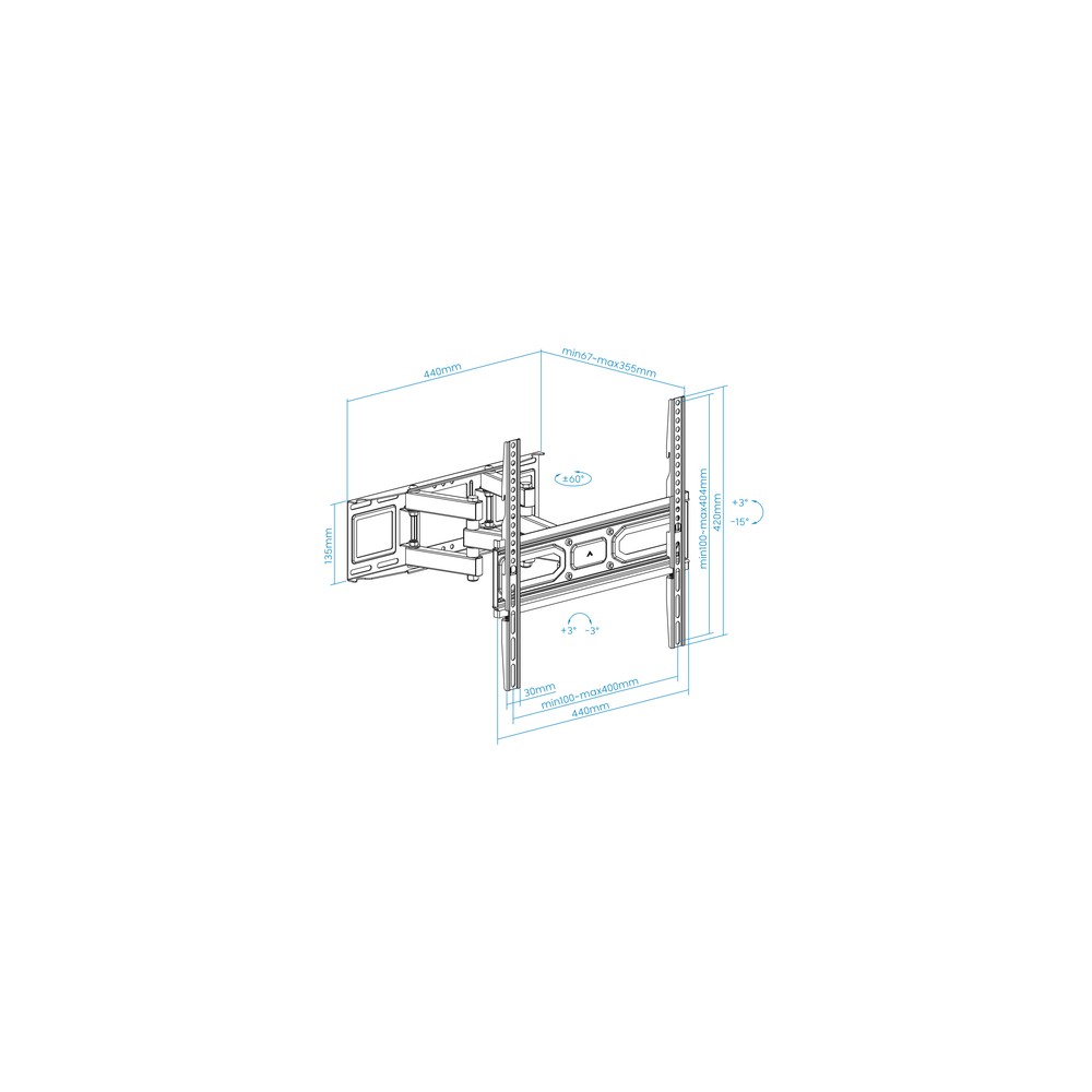 Soporte Pared TooQ LP7846TN-B Fijo para Pantallas 32-70" hasta 40 kg - Imagen 3